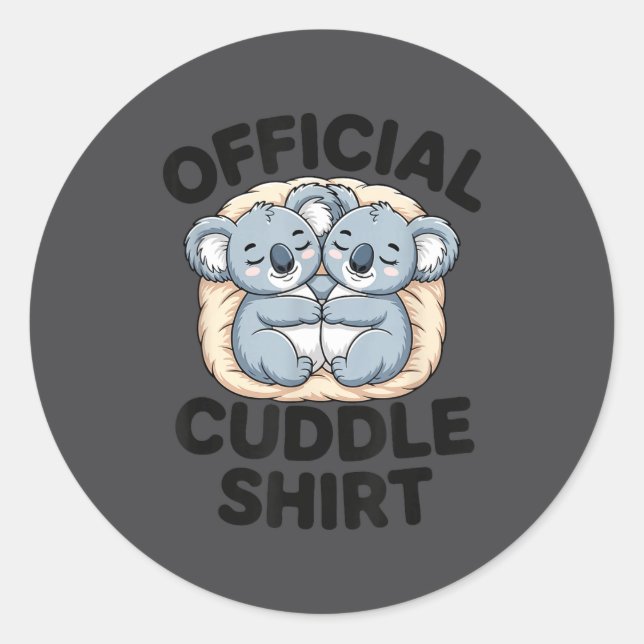 This Is My Cuddle Shirt Cute Koala Matching  Runder Aufkleber (Vorderseite)