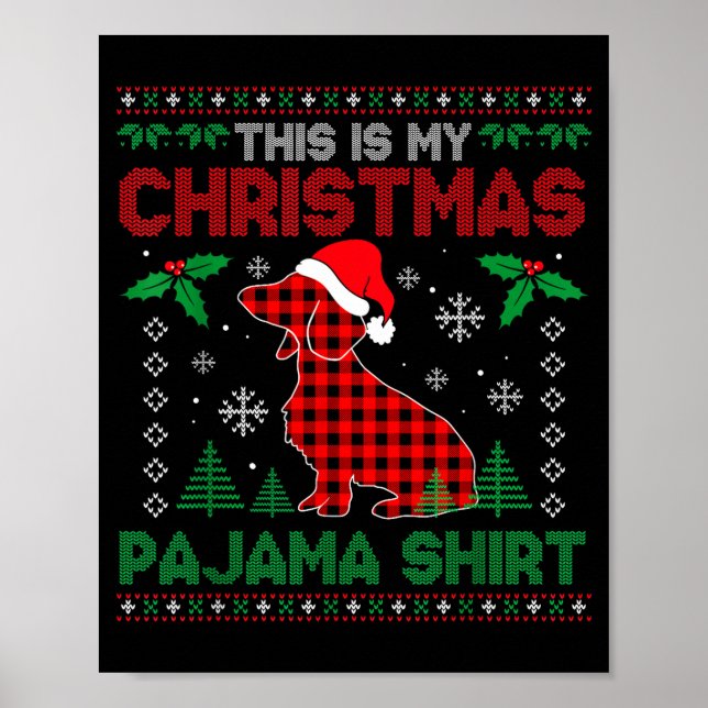 This Is My Dachshund Dog Red Plaid Christmas Ugly  Poster (Vorne)