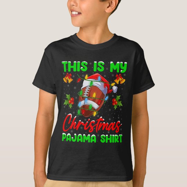 This Is My Football Christmas Pajamas Funny Footba T-Shirt (Vorderseite)
