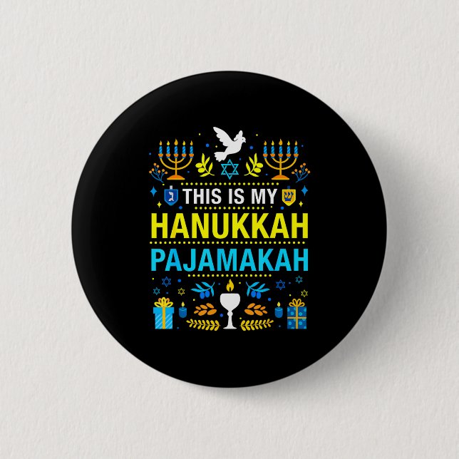 This Is My Hanukkah Pajamakah For Jewish Christmas Button (Vorderseite)