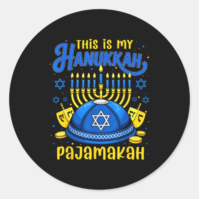 This Is My Hanukkah Pajamakah For Jewish Christmas Runder Aufkleber (Vorderseite)