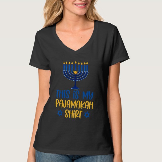 This Is My Hanukkah Pajamakah Menorah Chanukah Paj T-Shirt (Vorderseite)