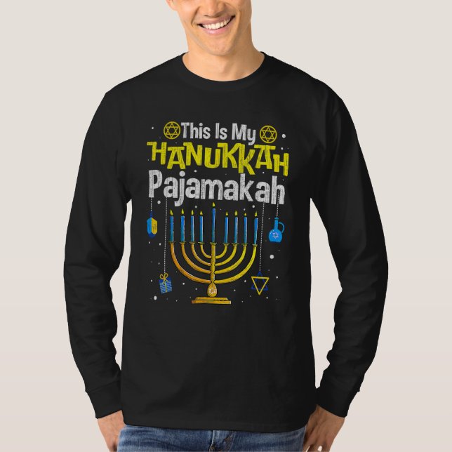 This Is My Hanukkah Pajamakah Menorah Chanukah Paj T-Shirt (Vorderseite)