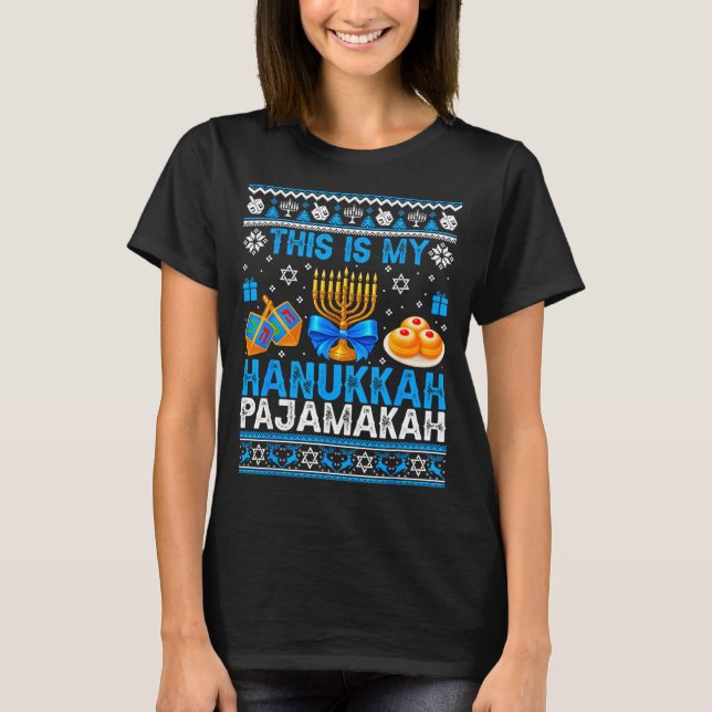 This Is My Hanukkah Pajamakah Ugly Chanukah Jewish T-Shirt (Vorderseite)