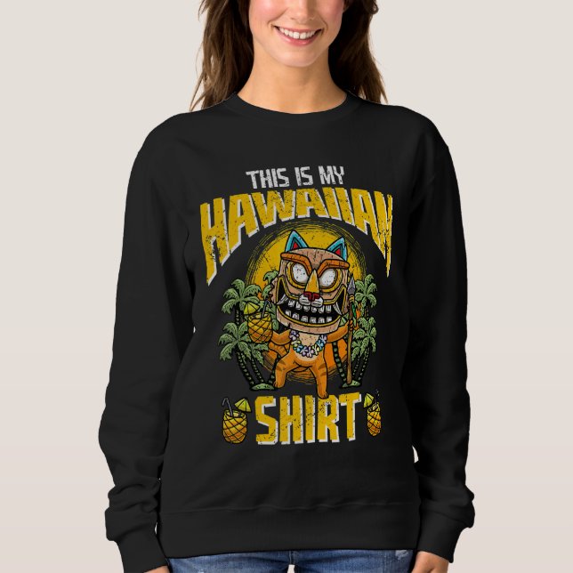 This Is My Hawaiian   Cat Wearing Tiki Mask Luau H Sweatshirt (Vorderseite)