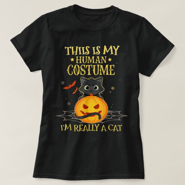This Is My Human Costume I'm Really A Cat Funny T-Shirt (Design vorne)