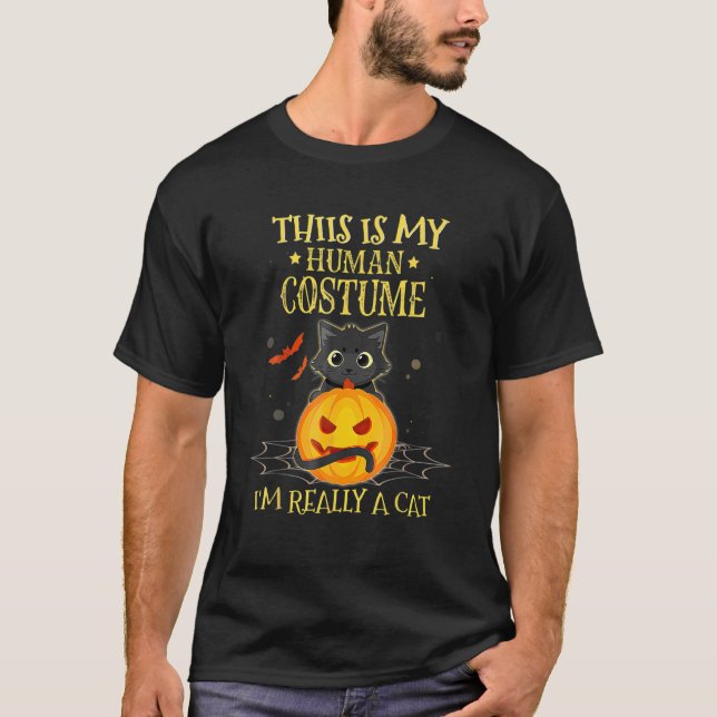 This Is My Human Costume I'm Really A Cat Pumkin H T-Shirt (Vorderseite)