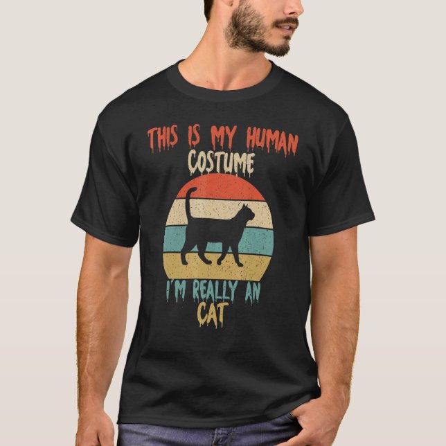 This Is My Human Costume I'm Really An Cat Hallowe T-Shirt (Vorderseite)