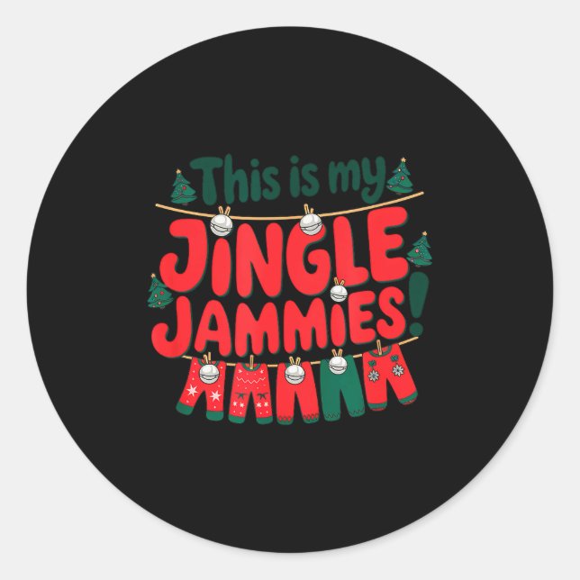 This Is My Jingle Jammies! Holiday Christmas Pyjam Runder Aufkleber (Vorderseite)