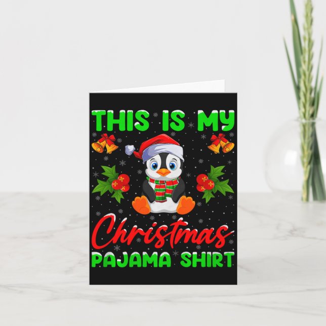 This Is My Penguin Christmas Pajamas Funny Penguin Karte (Vorderseite)