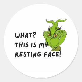 "This is My Resting Face!" Grinch christmas funny Runder Aufkleber