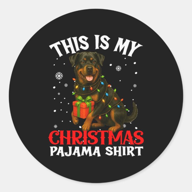 This Is My Rottweiler Christmas Pajama Shirt Xmas  Runder Aufkleber (Vorderseite)