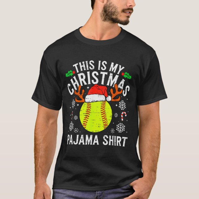 This Is My Softball Christmas Pajama Shirt Srt Men (Vorderseite)