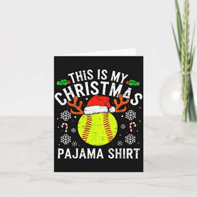 This Is My Softball Christmas Pajama Shirt Srt Men Karte (Vorderseite)