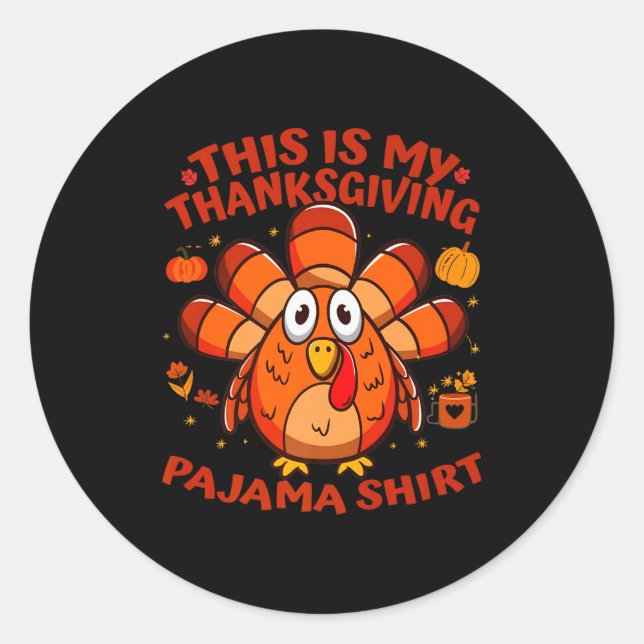 This Is My Thanksgiving Pajama Adult Kid Men Women Runder Aufkleber (Vorderseite)