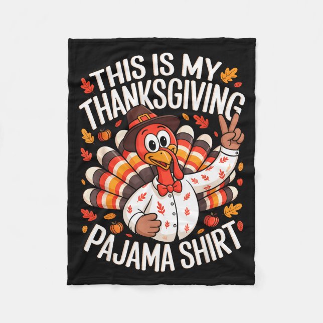 This Is My Thanksgiving Pajama Shirt Pjs Adult Kid Fleecedecke (Vorderseite)