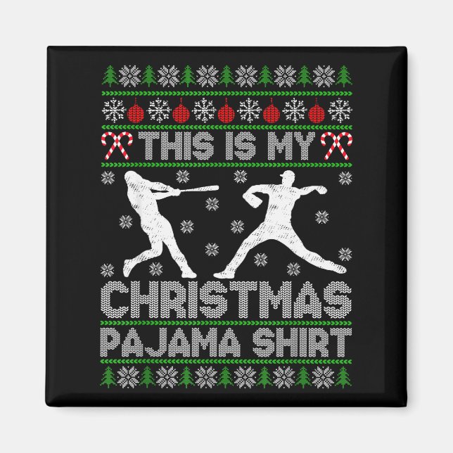 This Is My Ugly Christmas Pajama Baseball Funny Wi Magnet (Vorne)