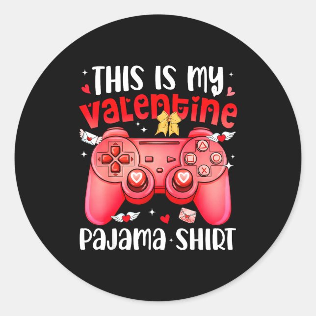 This Is My Valentine Pajama Video Games Gamer Boy  Runder Aufkleber (Vorderseite)