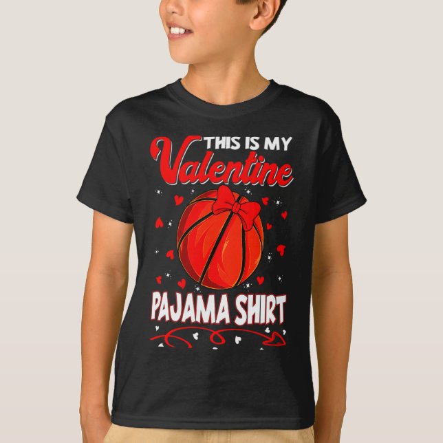 This Is My Valentines Basketball Pajama For Kids B T-Shirt (Vorderseite)
