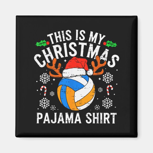 This Is My Volleyball Christmas Pajama Shirt Men B Magnet (Vorne)