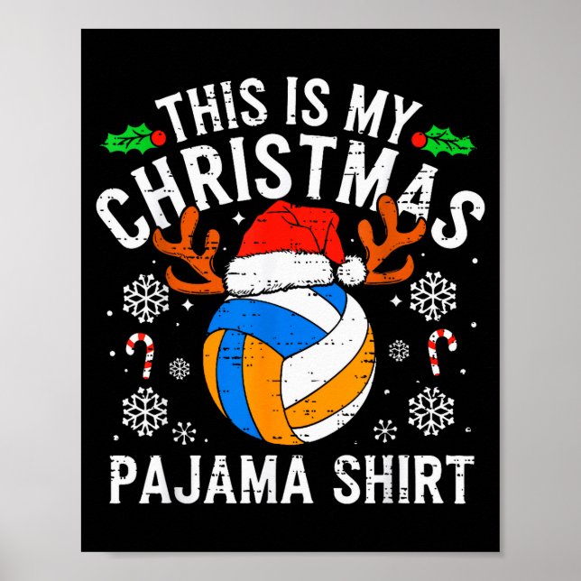 This Is My Volleyball Christmas Pajama Shirt Men B Poster (Vorne)