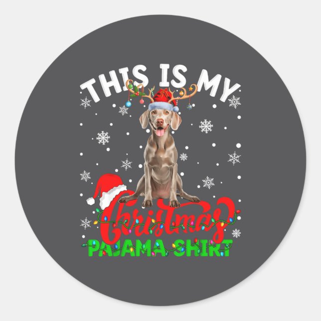 This Is My Weimaraner Dog Ugly Christmas Pajama Sw Runder Aufkleber (Vorderseite)