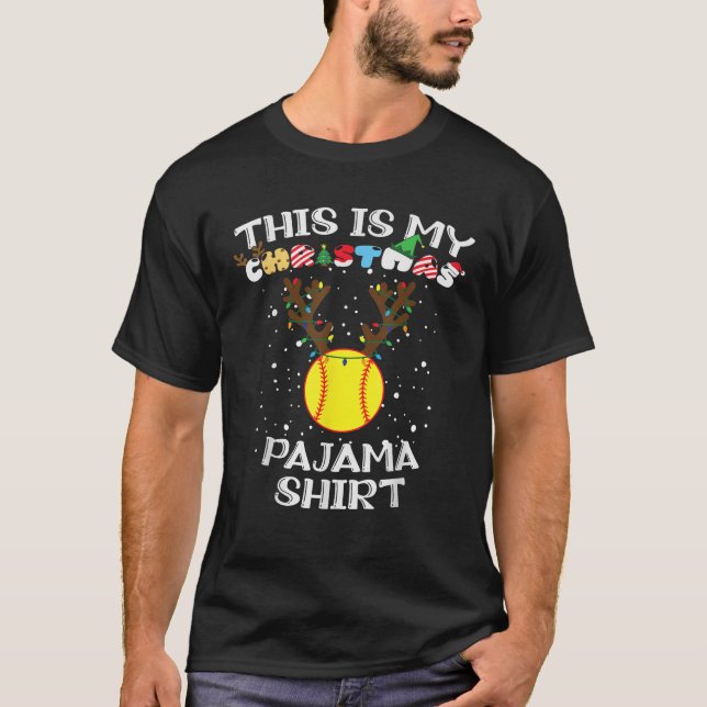 This Is My Xmas Pajama Softball Reindeer Funny  T-Shirt (Vorderseite)