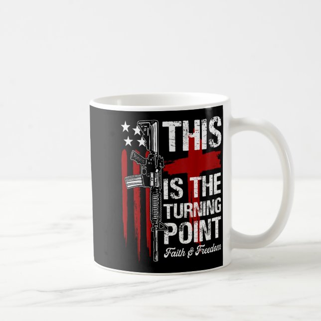 This Is The Turning Int Faith Cross Us Flag Patrio Kaffeetasse (Rechts)