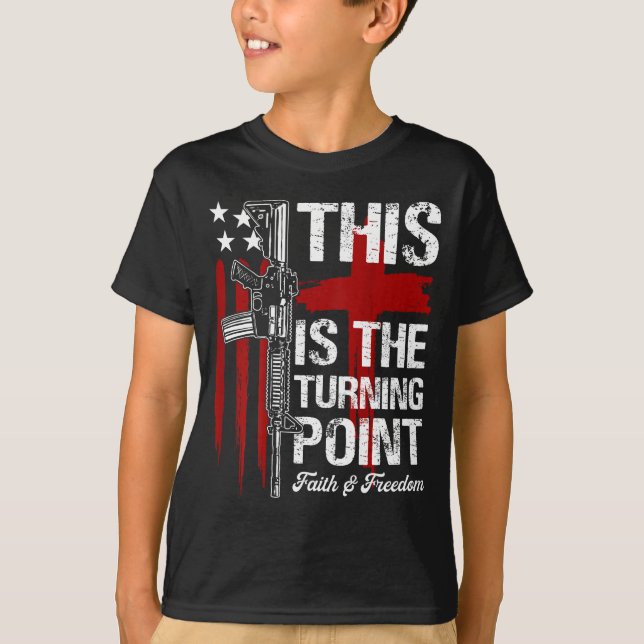 This Is The Turning Int Faith Cross Us Flag Patrio T-Shirt (Vorderseite)