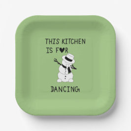 This Kitchen is for dancing snowman Pappteller