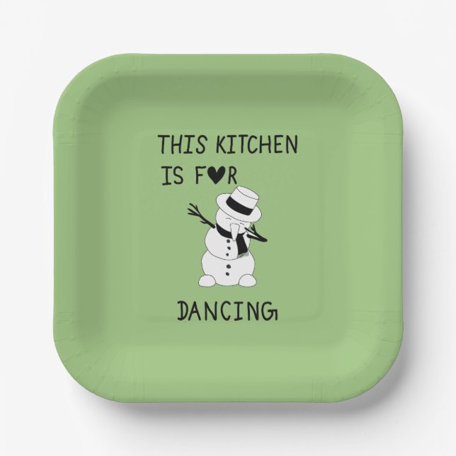 This Kitchen is for dancing snowman Pappteller (Vorderseite)