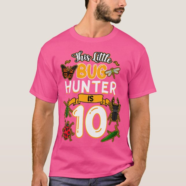 This Little Bug Hunter Is 10 Birthday Insect Bday  T-Shirt (Vorderseite)