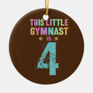THIS LITTLE GYMNAST 4 Cool 4th Birthday Boy Keramik Ornament