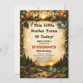 This Little Hunter Turns 10 Fishing Camo Birthday Einladung