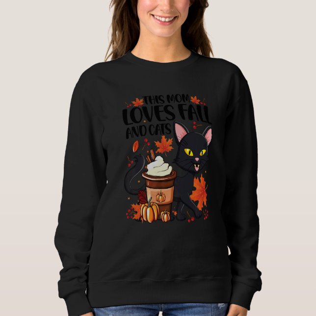 This Mom Loves Fall And Cats Tis The Season For Au Sweatshirt (Vorderseite)