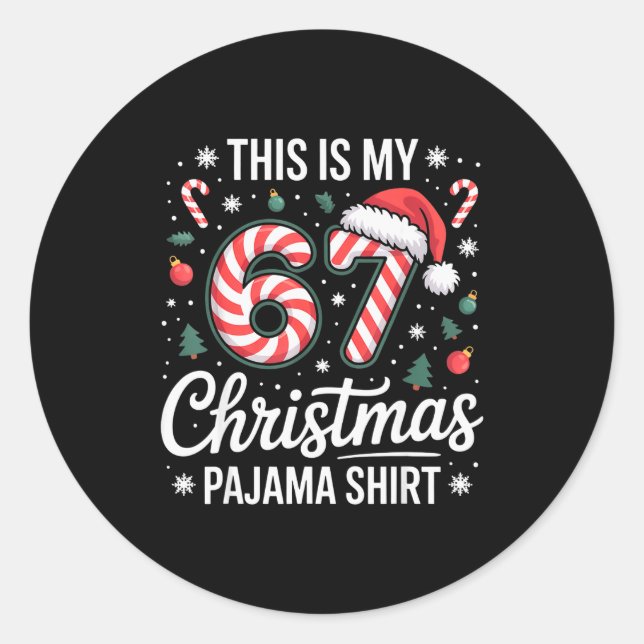 This My 67 Christmas Pajama 67 Meme Gen Alpha Boys Runder Aufkleber (Vorderseite)