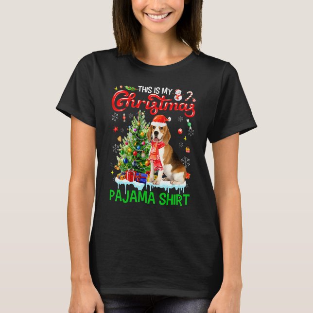 This My Christmas Pajama   Beagle Scarf Santa Xmas T-Shirt (Vorderseite)
