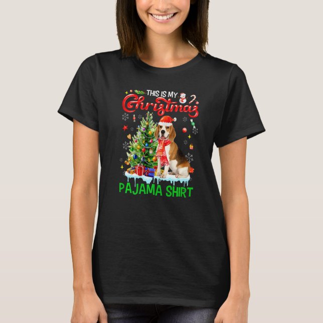 This My Christmas Pajama  Beagle Scarf Santa Xmas T-Shirt (Vorderseite)