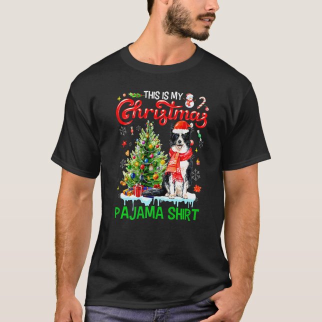 This My Christmas Pajama  Border Collie Santa Xmas T-Shirt (Vorderseite)
