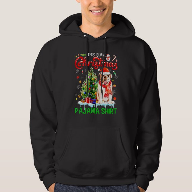 This My Christmas Pajama   Bulldog Scarf Santa Xma Hoodie (Vorderseite)