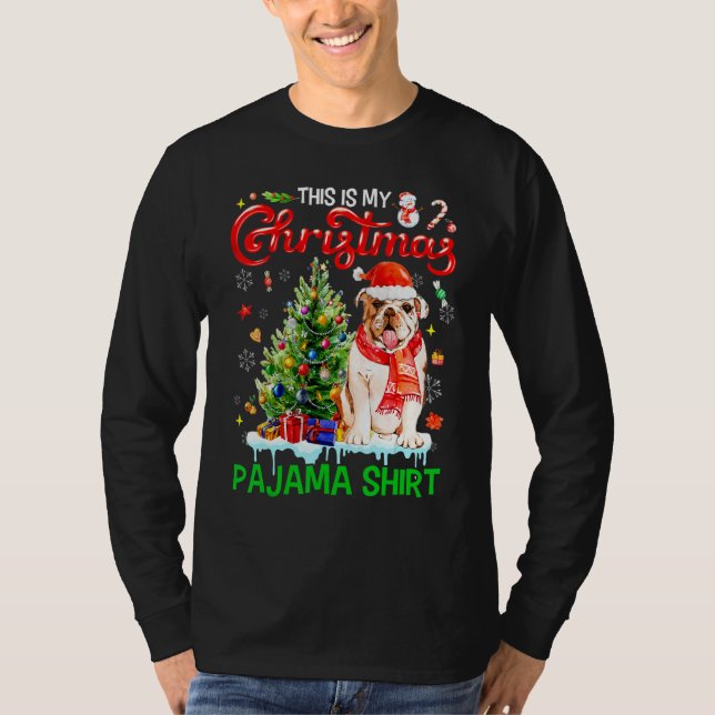 This My Christmas Pajama   Bulldog Scarf Santa Xma T-Shirt (Vorderseite)