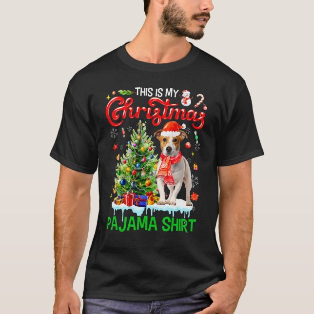 This My Christmas Pajama   Jack Russell Scarf Sant T-Shirt (Vorderseite)