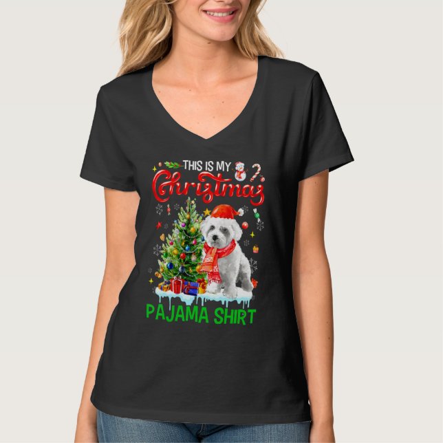 This My Christmas Pajama   Maltese Scarf Santa Xma T-Shirt (Vorderseite)
