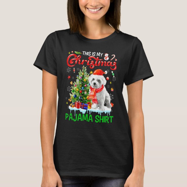 This My Christmas Pajama   Maltese Scarf Santa Xma T-Shirt (Vorderseite)