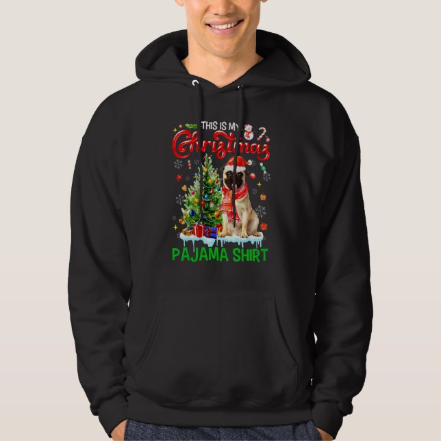 This My Christmas Pajama  Pug Scarf Santa Xmas Hoodie (Vorderseite)