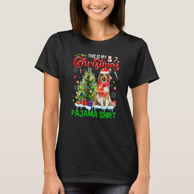 This My Christmas Pajama  Shetland Sheepdog Santa  T-Shirt (Vorderseite)