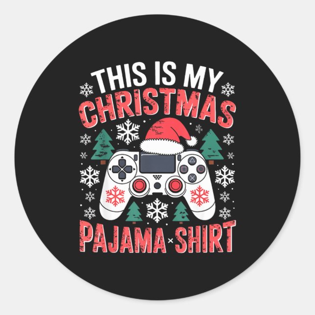 This My Christmas Pajama Shirt Gaming Xmas Men Boy Runder Aufkleber (Vorderseite)