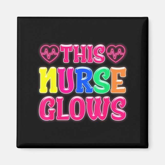 This Nurse Glows Nursing Glow Retro  Magnet (Vorne)