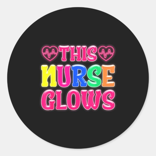 This Nurse Glows Nursing Glow Retro  Runder Aufkleber (Vorderseite)