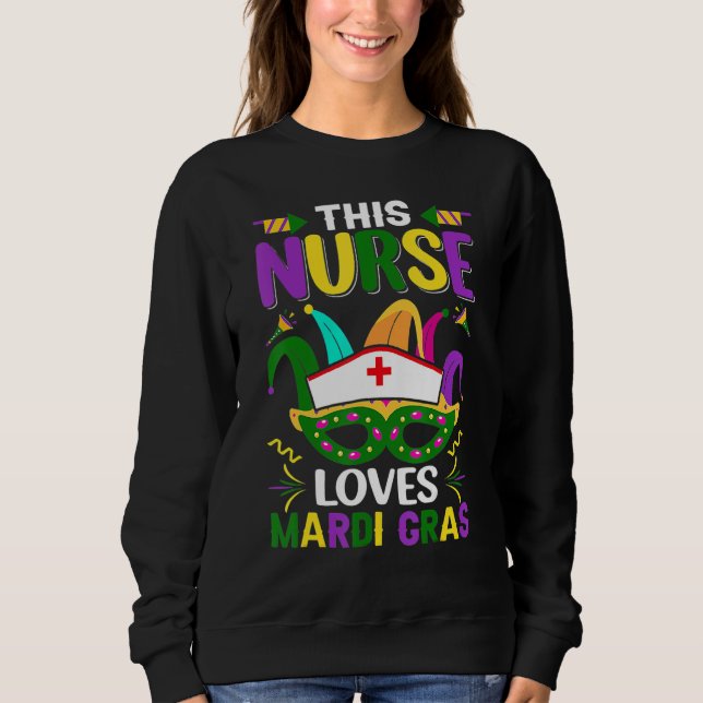 This Nurse Loves Mardi Gras Mask Ribbons_1 Sweatshirt (Vorderseite)